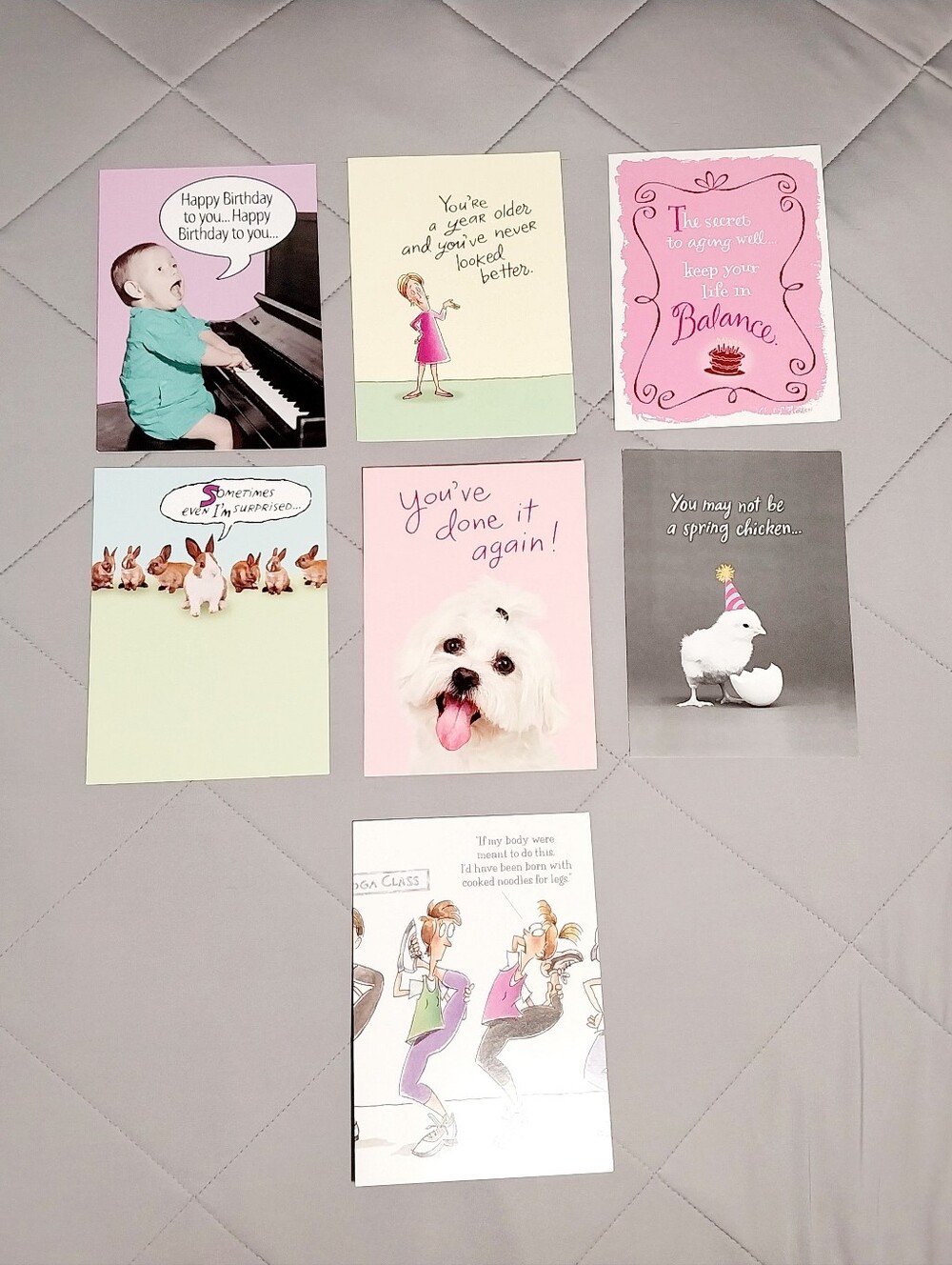 License-2-Laff Assorted Pastel Aging Birthday Cards -Set Of 7 With Envelopes